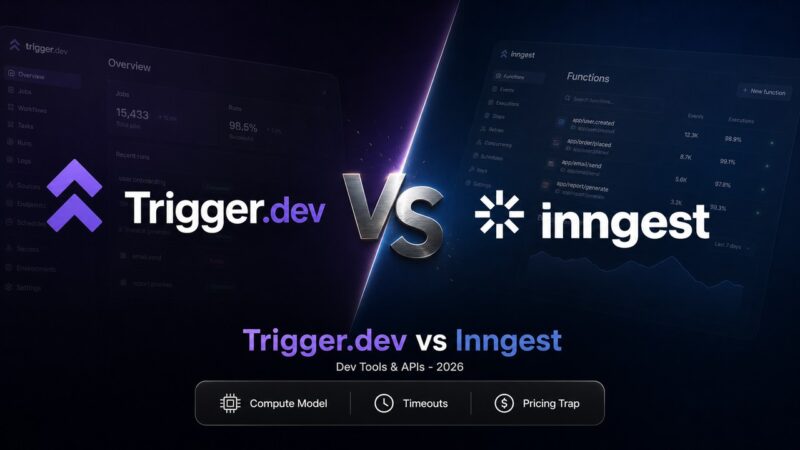 Trigger.dev vs Inngest head-to-head comparison logo design showing durable execution platforms.