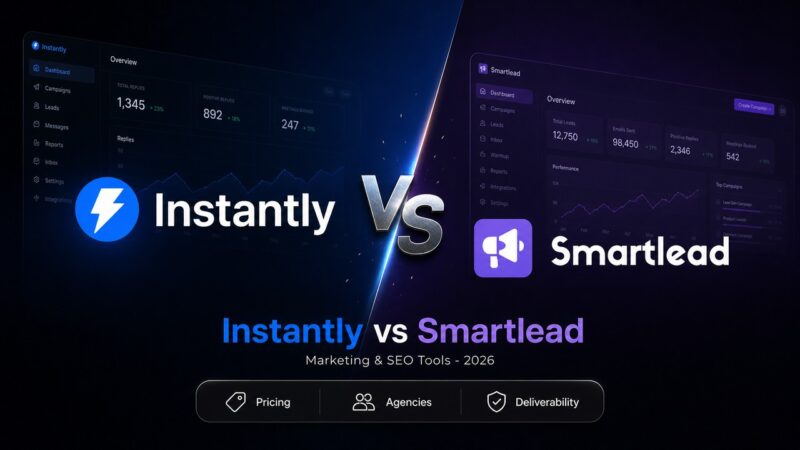 Instantly vs Smartlead head-to-head comparison image showing both cold email platforms side by side