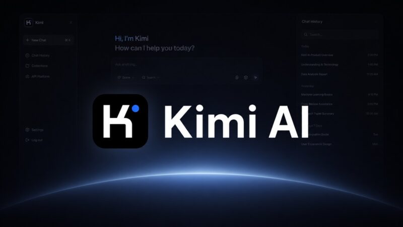 Stylized editorial artwork highlighting Kimi AI, Moonshot AI, and Chinese LLM evaluation metrics