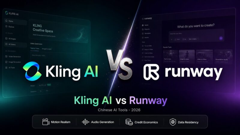 Kling AI vs Runway comparison cover graphic showing video generation interfaces facing off