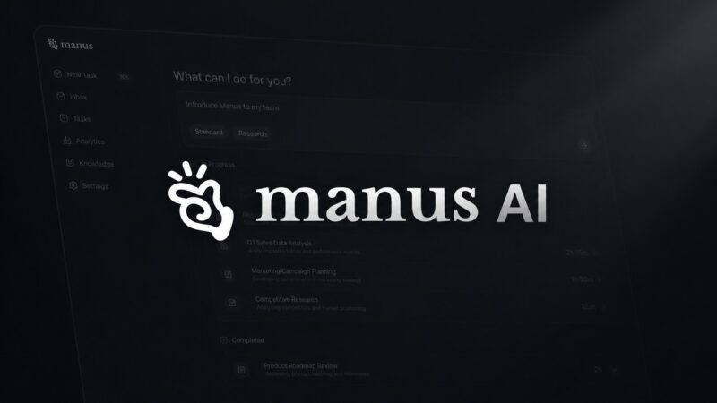Manus AI logo and brand interface banner for Chinese AI tools review