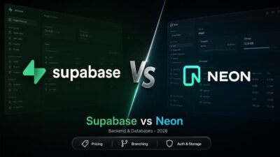 Stylized head-to-head comparison artwork featuring Supabase vs Neon logos facing off